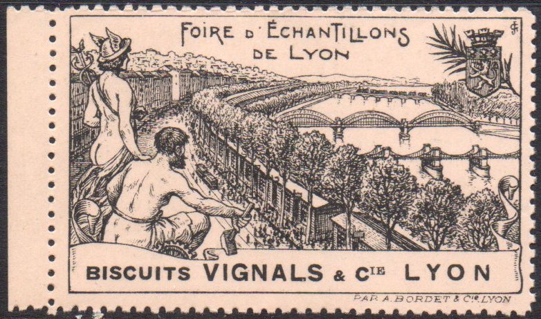 France : Lyon : Vignette Cinderella 1916 Foire d'Echantillons de Lyon : Train + Tramway : Participant BISCUITS VIGNALS & Cie. - LYON 